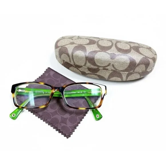 Coach Brooklyn 5117 Tortoise Green Eyeglasses w Case HC6040 5016135 Office - Picture 1 of 10